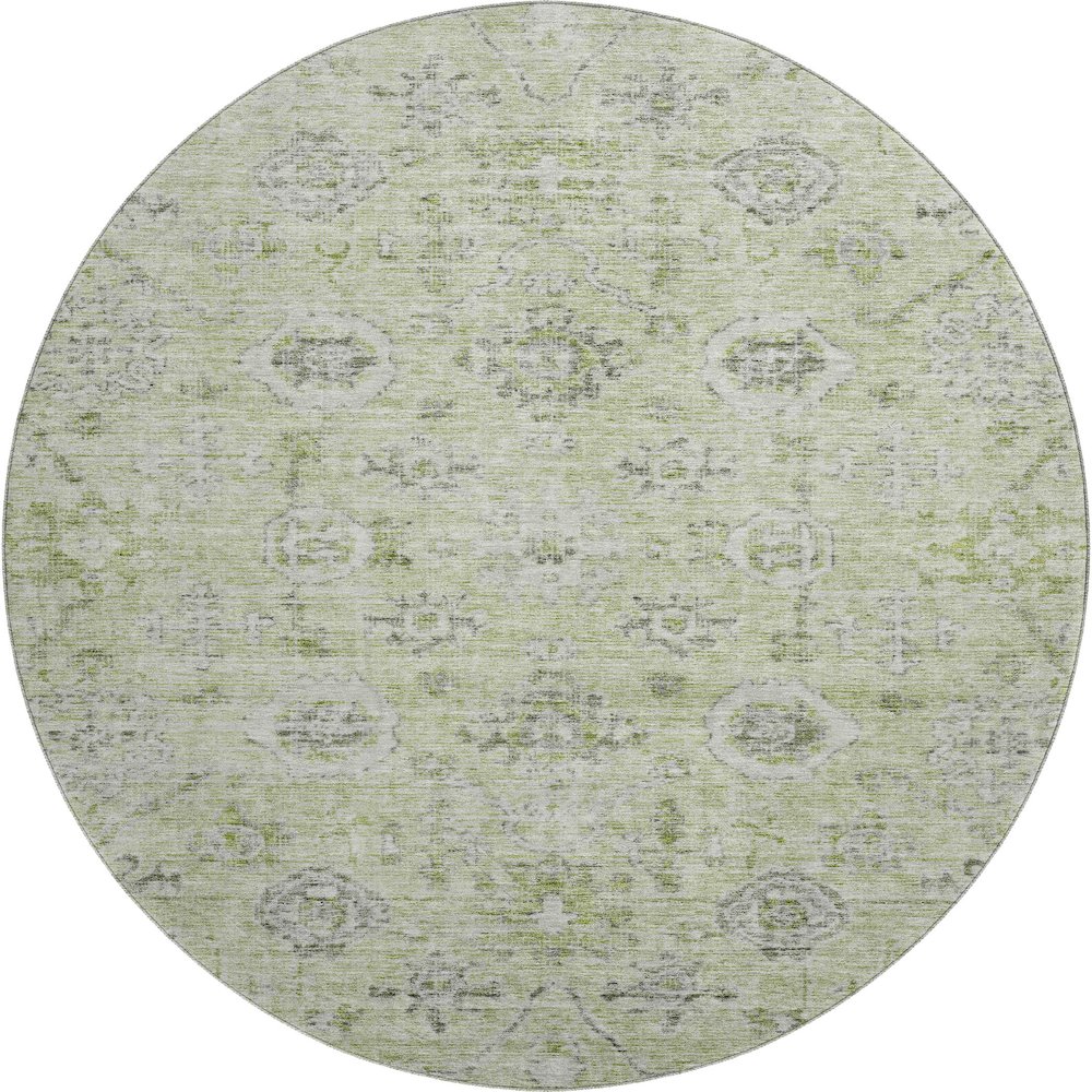Premium Machine Washable Mayfield AMF1110 Aloe 8' x 8' Round Rug. Picture 1