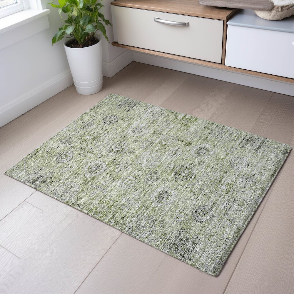 Premium Machine Washable Mayfield AMF1110 Aloe 1'8" x 2'6" Rug. Picture 5