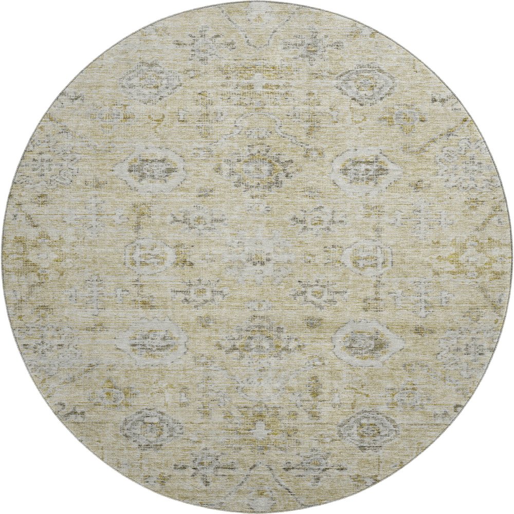 Premium Machine Washable Mayfield AMF1110 Beige 8' x 8' Round Rug. Picture 1