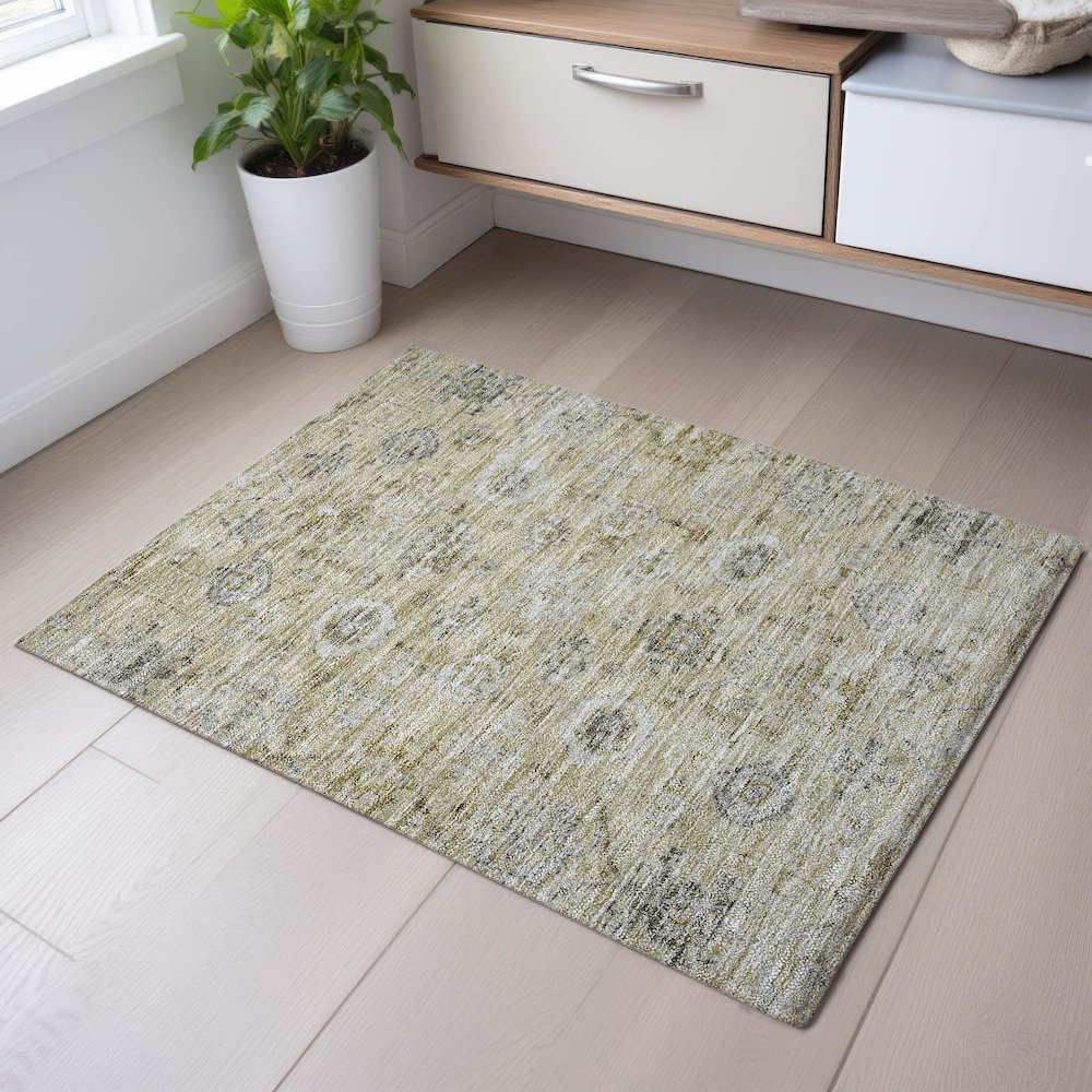 Premium Machine Washable Mayfield AMF1110 Beige 1'8" x 2'6" Rug. Picture 5