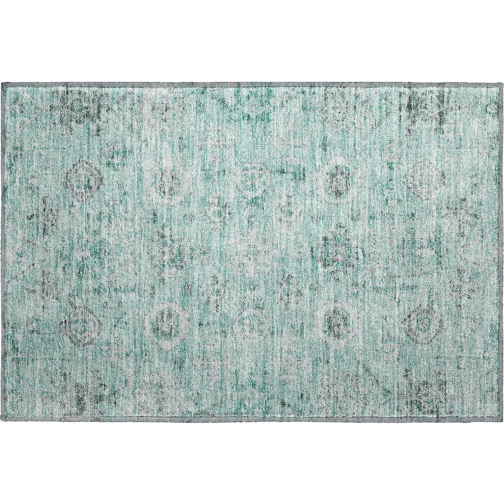 Premium Machine Washable Mayfield AMF1110 Teal 1'8" x 2'6" Rug. Picture 1