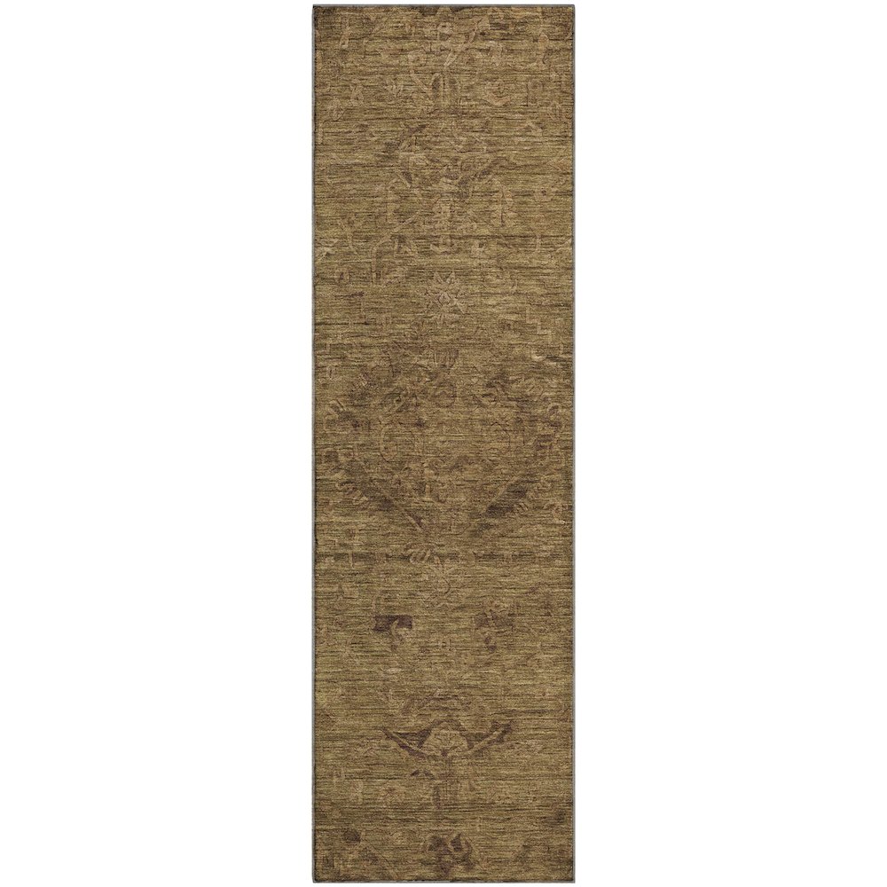 Premium Machine Washable Mayfield AMF1111 Brown 2'3" x 7'6" Runner Rug. Picture 1