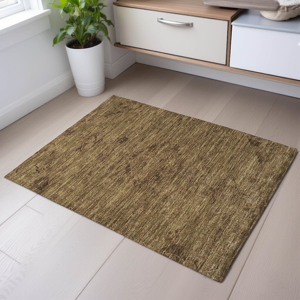 Premium Machine Washable Mayfield AMF1111 Brown 1'8" x 2'6" Rug. Picture 5