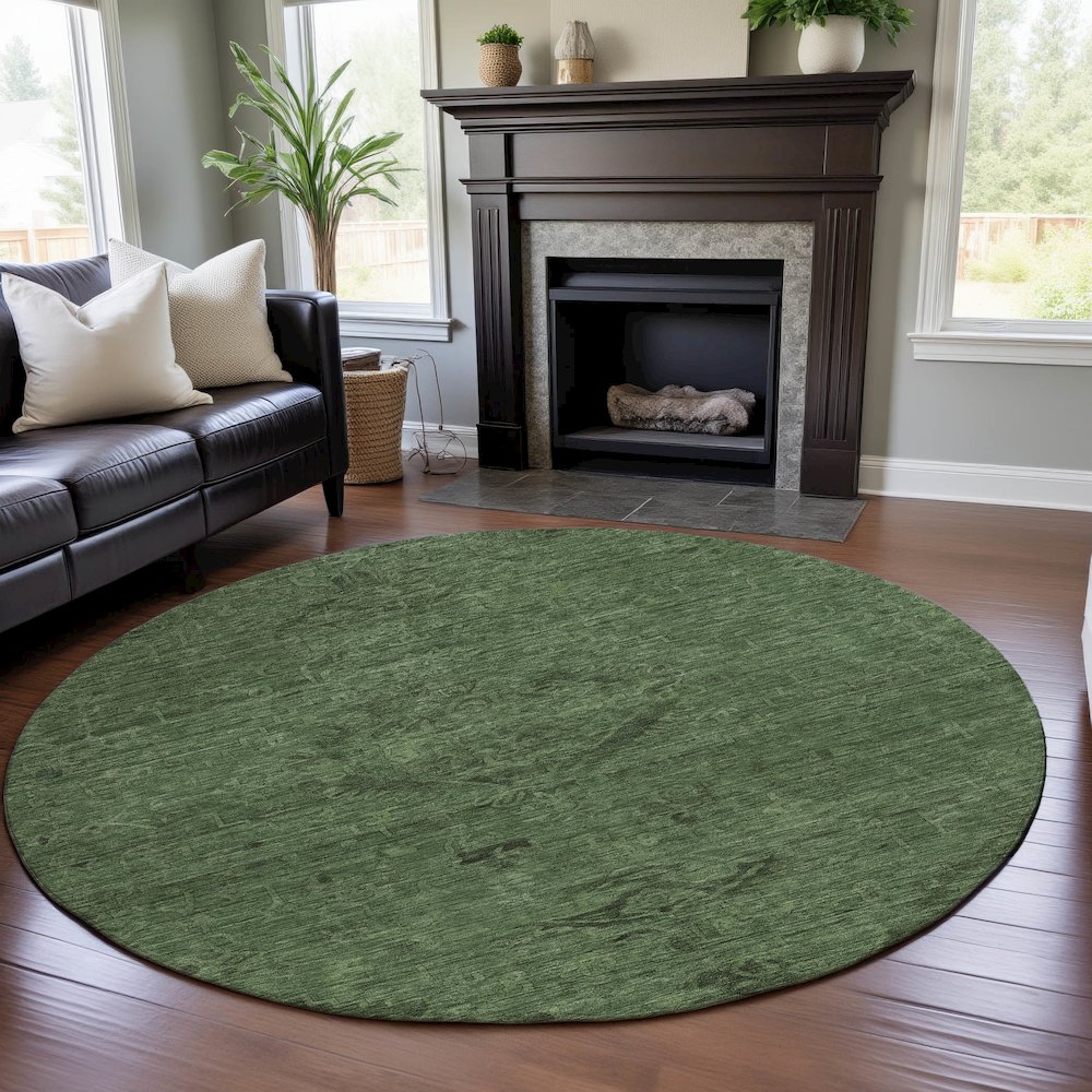 Premium Machine Washable Mayfield AMF1111 Fern 8' x 8' Round Rug. Picture 5