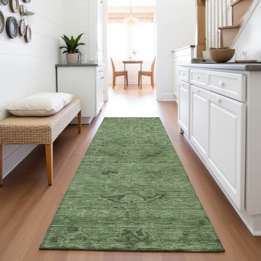Premium Machine Washable Mayfield AMF1111 Fern 2'3" x 7'6" Runner Rug. Picture 5