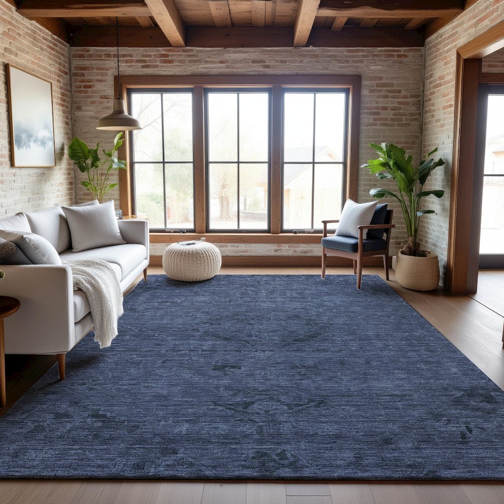 Premium Machine Washable Mayfield AMF1111 Navy 2'6" x 3'10" Rug. Picture 5