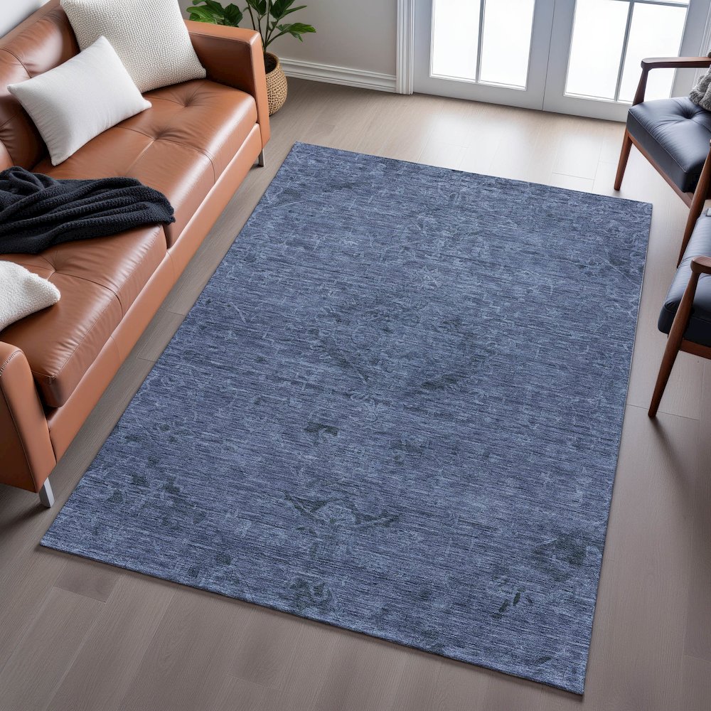 Premium Machine Washable Mayfield AMF1111 Navy 2'6" x 3'10" Rug. Picture 6