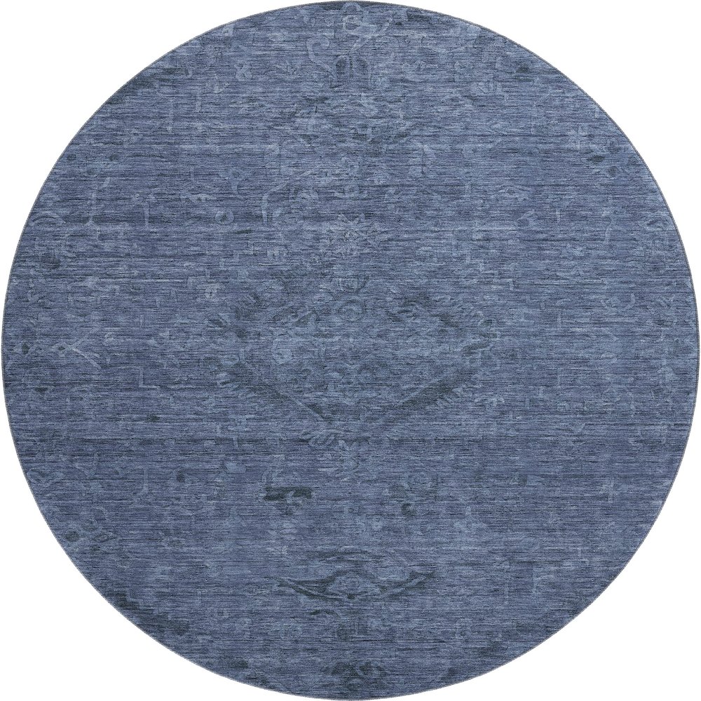 Premium Machine Washable Mayfield AMF1111 Navy 8' x 8' Round Rug. Picture 1