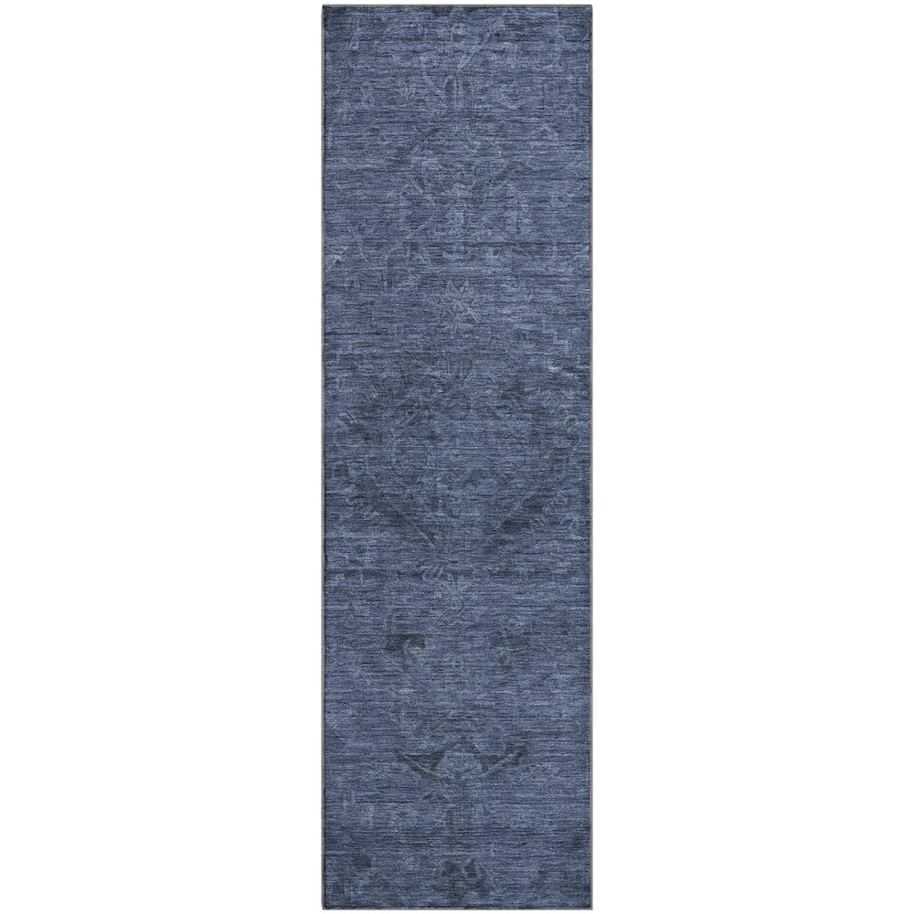 Premium Machine Washable Mayfield AMF1111 Navy 2'3" x 7'6" Runner Rug. Picture 1