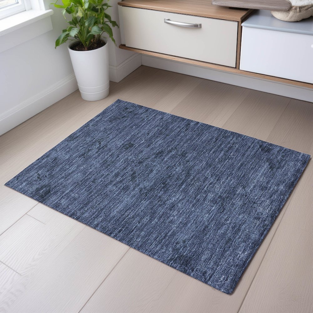 Premium Machine Washable Mayfield AMF1111 Navy 1'8" x 2'6" Rug. Picture 5