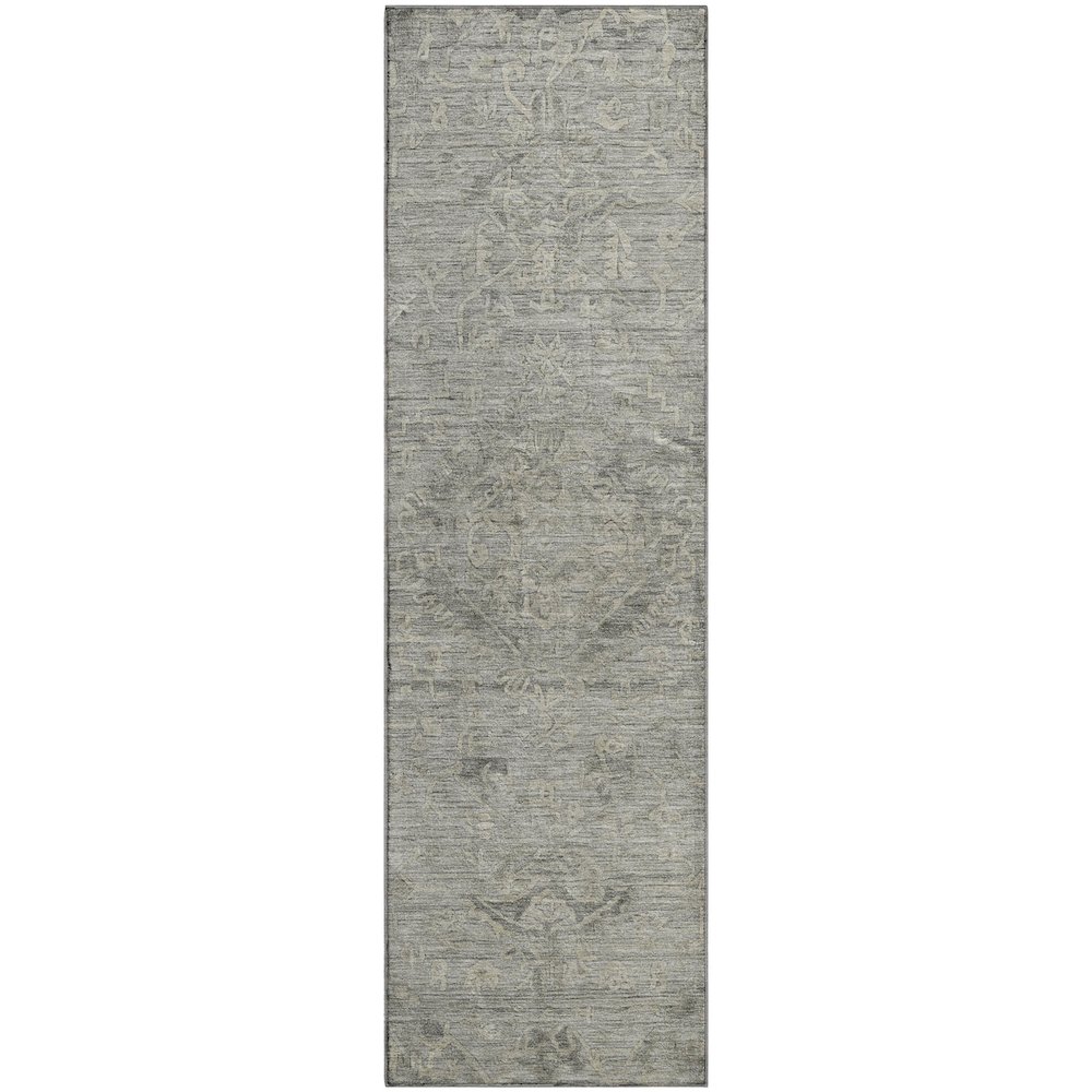 Premium Machine Washable Mayfield AMF1111 Pewter 2'3" x 7'6" Runner Rug. Picture 1