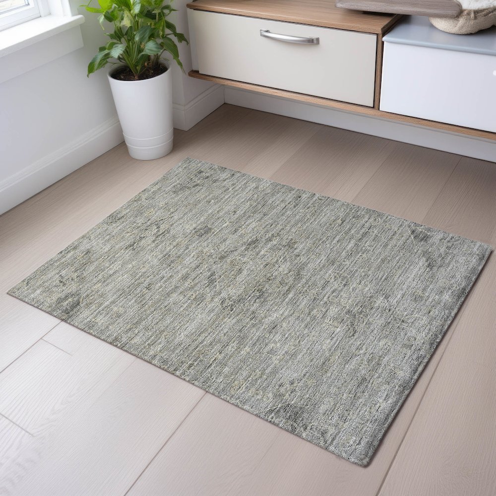 Premium Machine Washable Mayfield AMF1111 Pewter 1'8" x 2'6" Rug. Picture 5