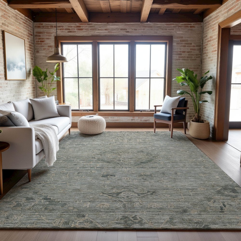 Premium Machine Washable Mayfield AMF1111 Sage 2'6" x 3'10" Rug. Picture 5