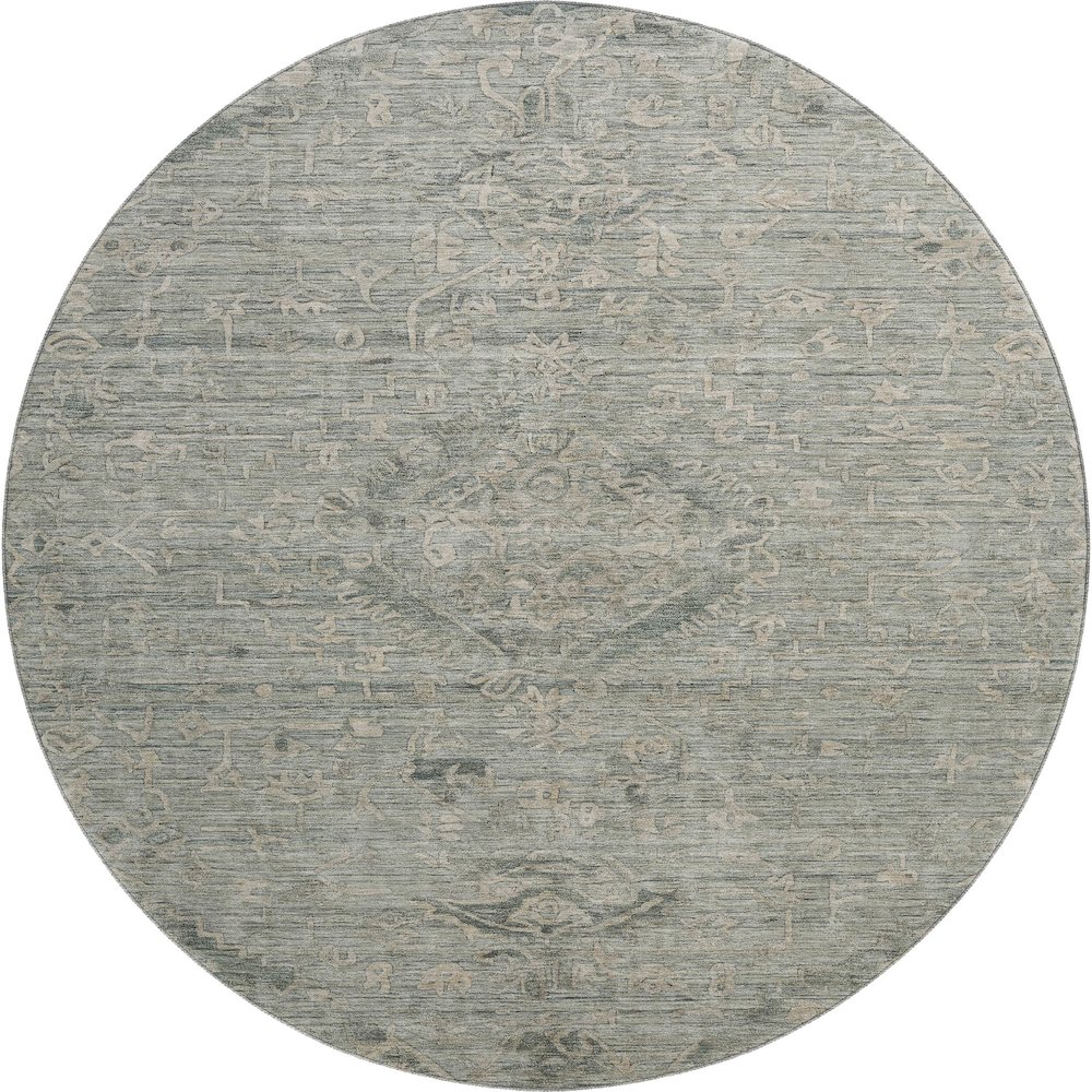 Premium Machine Washable Mayfield AMF1111 Sage 8' x 8' Round Rug. Picture 1