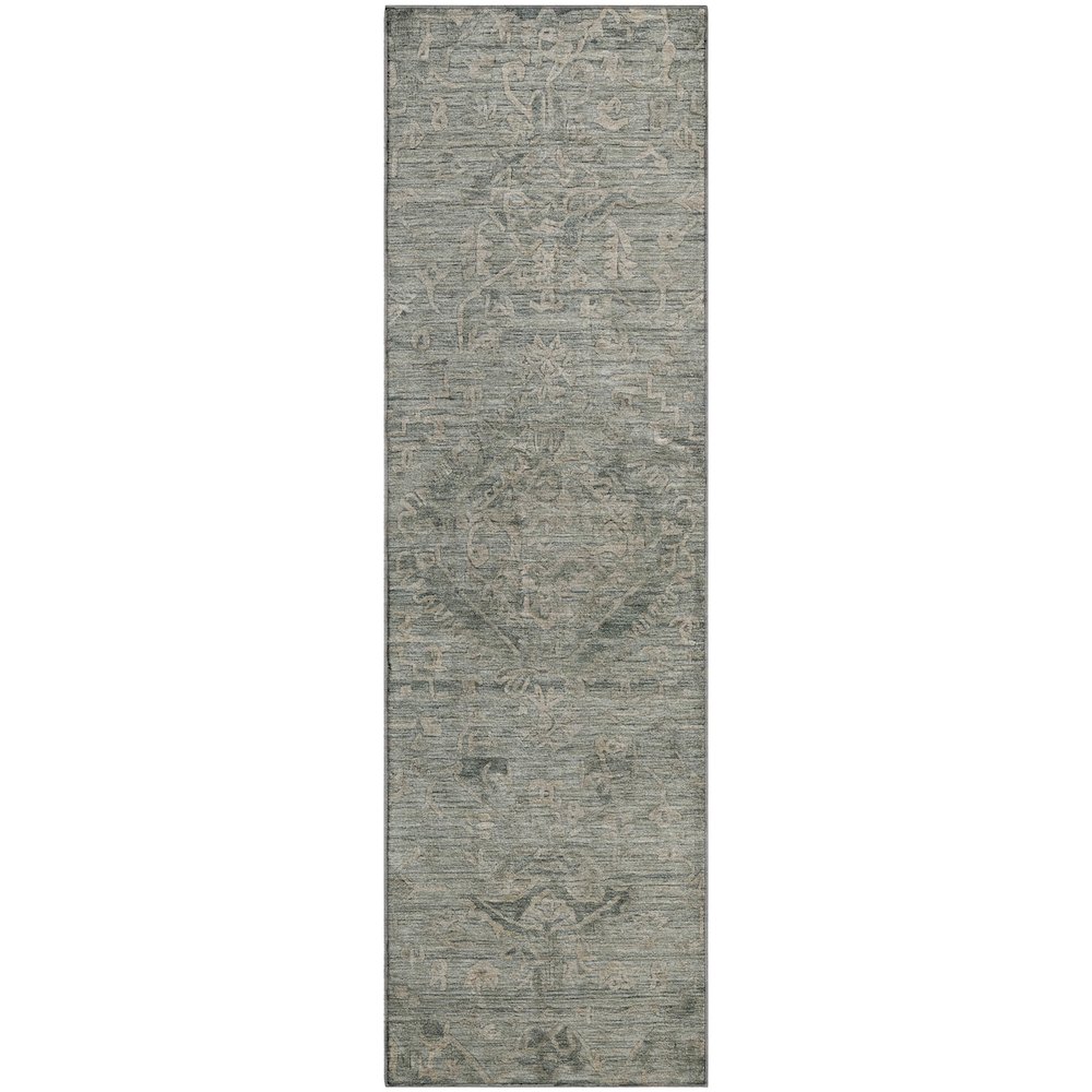 Premium Machine Washable Mayfield AMF1111 Sage 2'3" x 7'6" Runner Rug. Picture 1