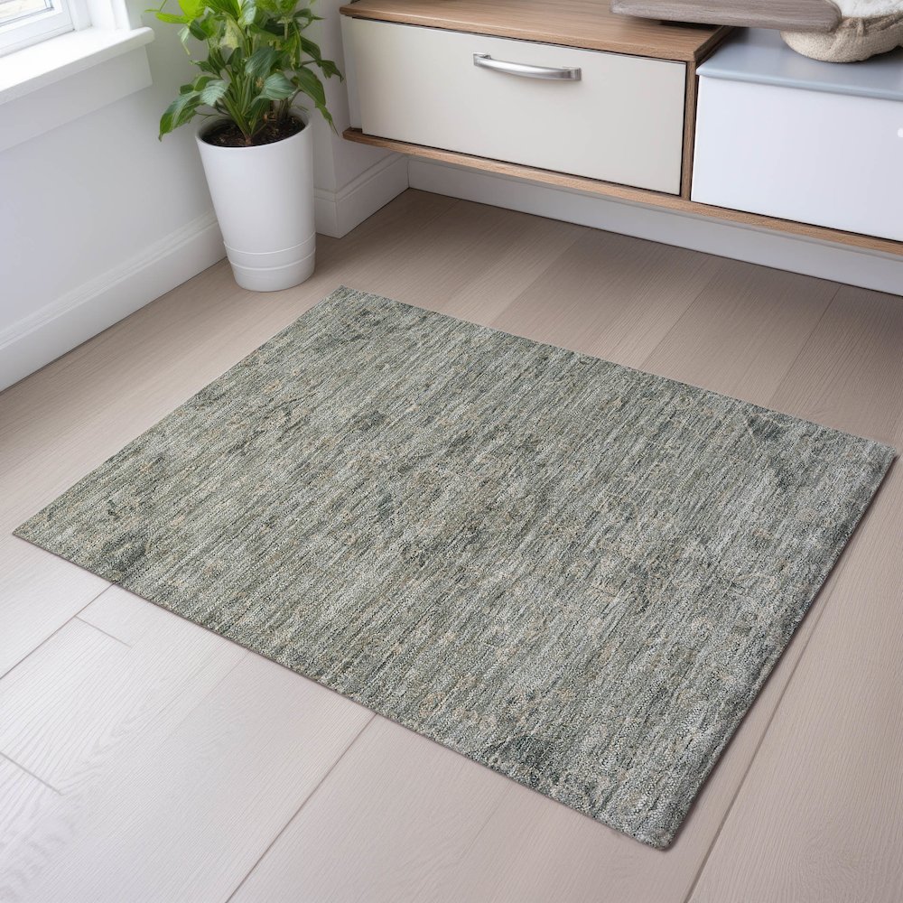 Premium Machine Washable Mayfield AMF1111 Sage 1'8" x 2'6" Rug. Picture 5