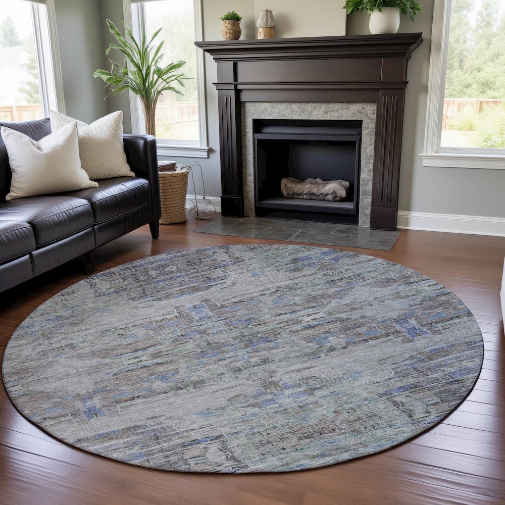 Premium Machine Washable Mayfield AMF1112 Taupe 8' x 8' Round Rug. Picture 5