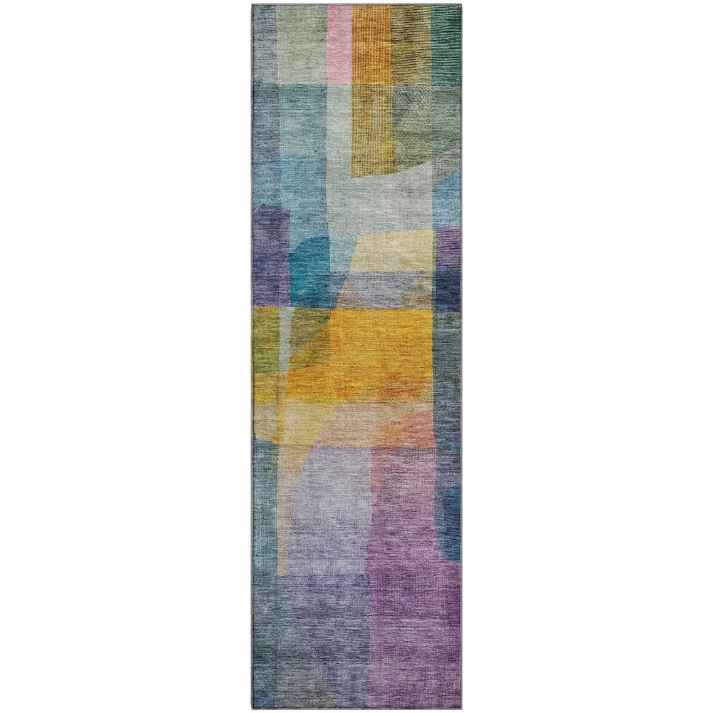 Premium Machine Washable Mayfield AMF1113 Blue 2'3" x 7'6" Runner Rug. Picture 1