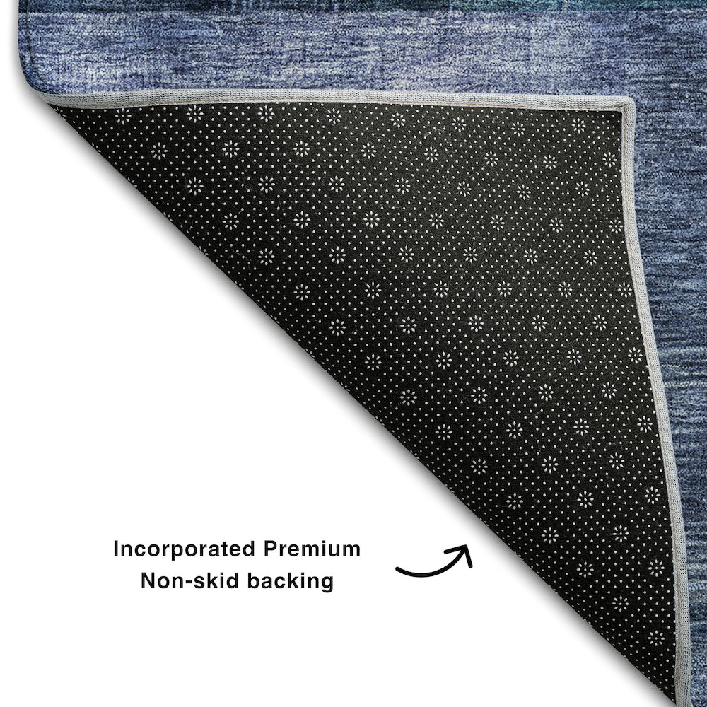 Premium Machine Washable Mayfield AMF1114 Blue 1'8" x 2'6" Rug. Picture 2