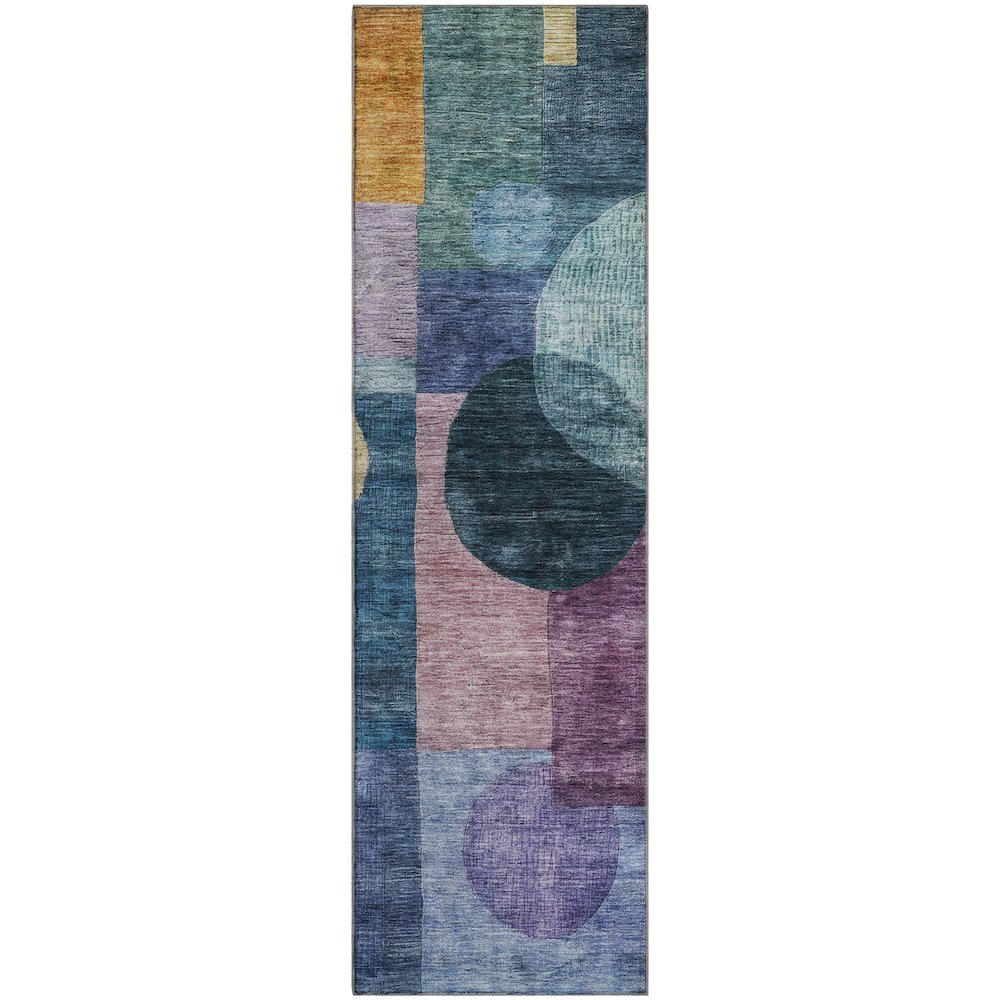 Premium Machine Washable Mayfield AMF1114 Blue 2'3" x 7'6" Runner Rug. Picture 1