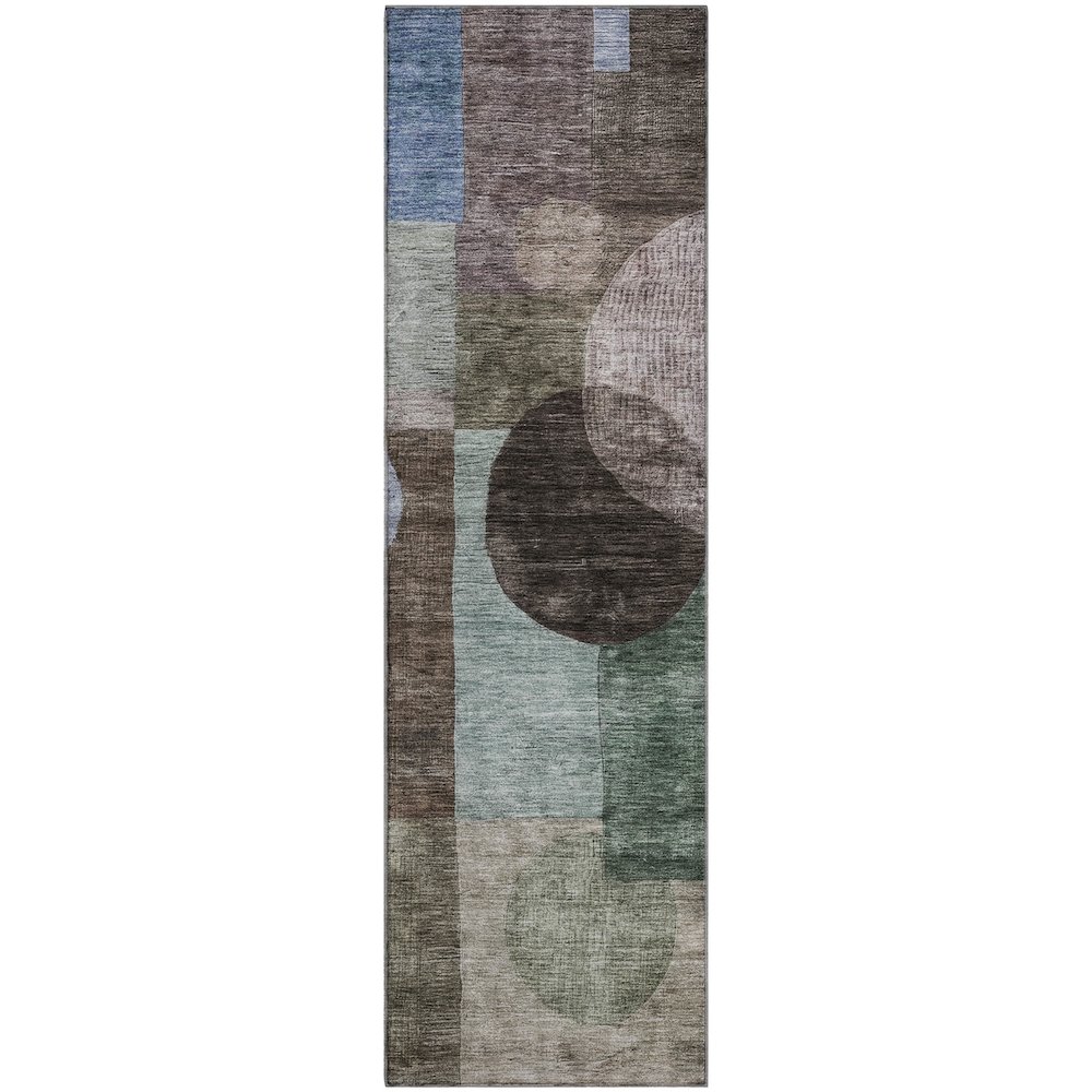 Premium Machine Washable Mayfield AMF1114 Brown 2'3" x 7'6" Runner Rug. Picture 1