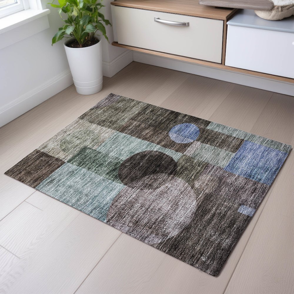 Premium Machine Washable Mayfield AMF1114 Brown 1'8" x 2'6" Rug. Picture 5