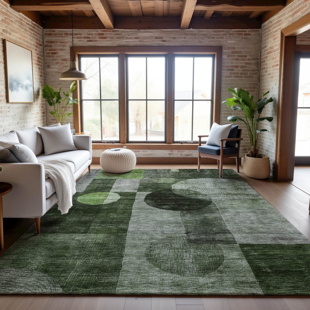 Premium Machine Washable Mayfield AMF1114 Fern 2'6" x 3'10" Rug. Picture 5