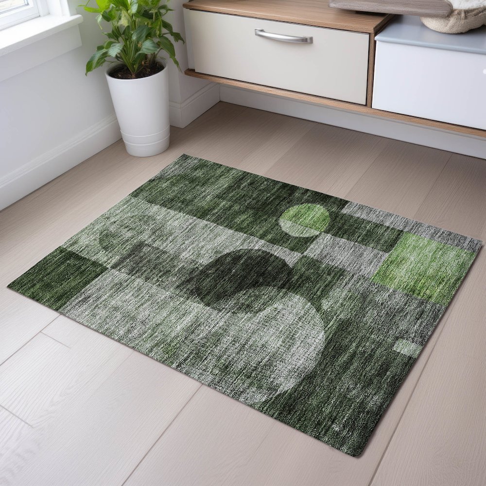 Premium Machine Washable Mayfield AMF1114 Fern 1'8" x 2'6" Rug. Picture 5