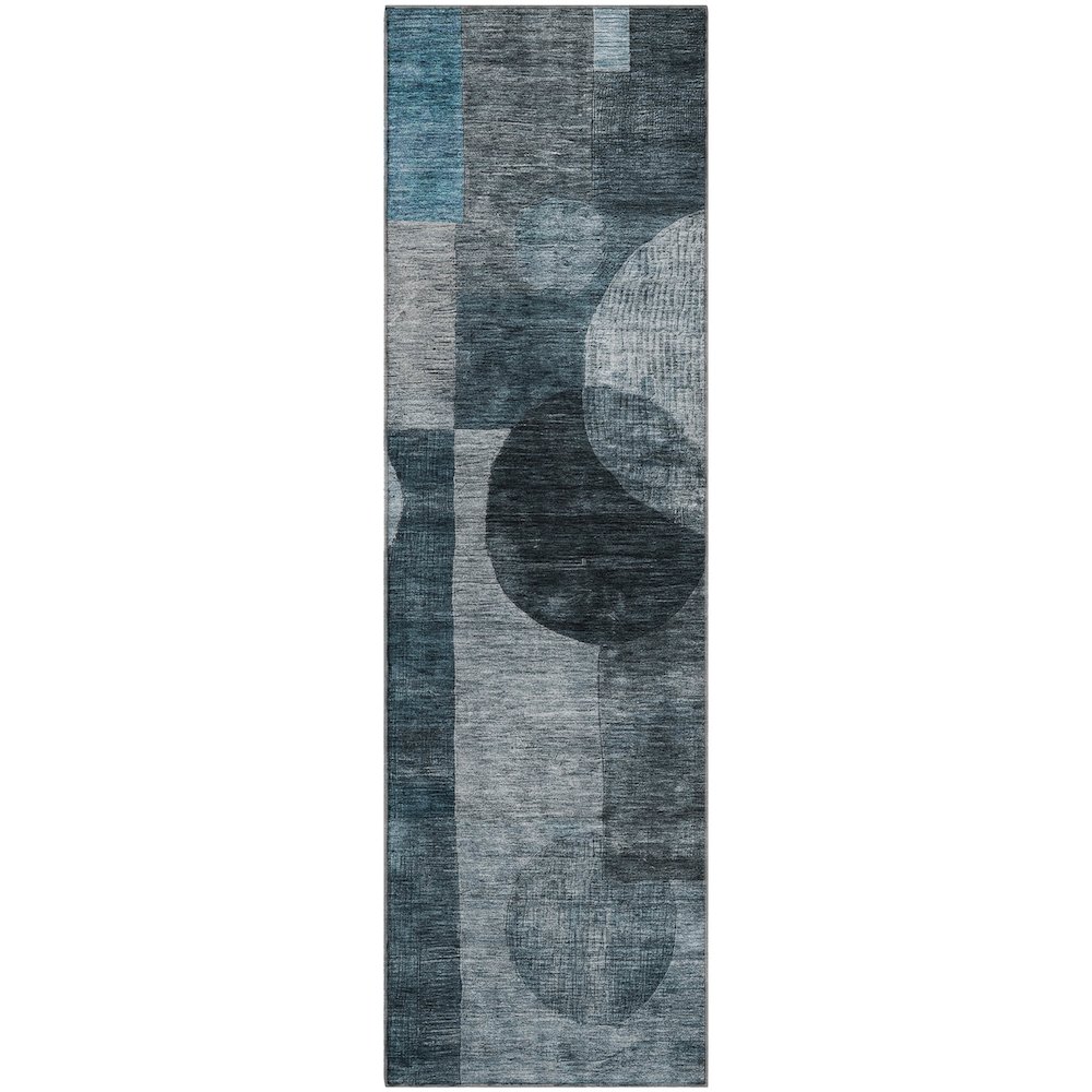 Premium Machine Washable Mayfield AMF1114 Teal 2'3" x 7'6" Runner Rug. Picture 1