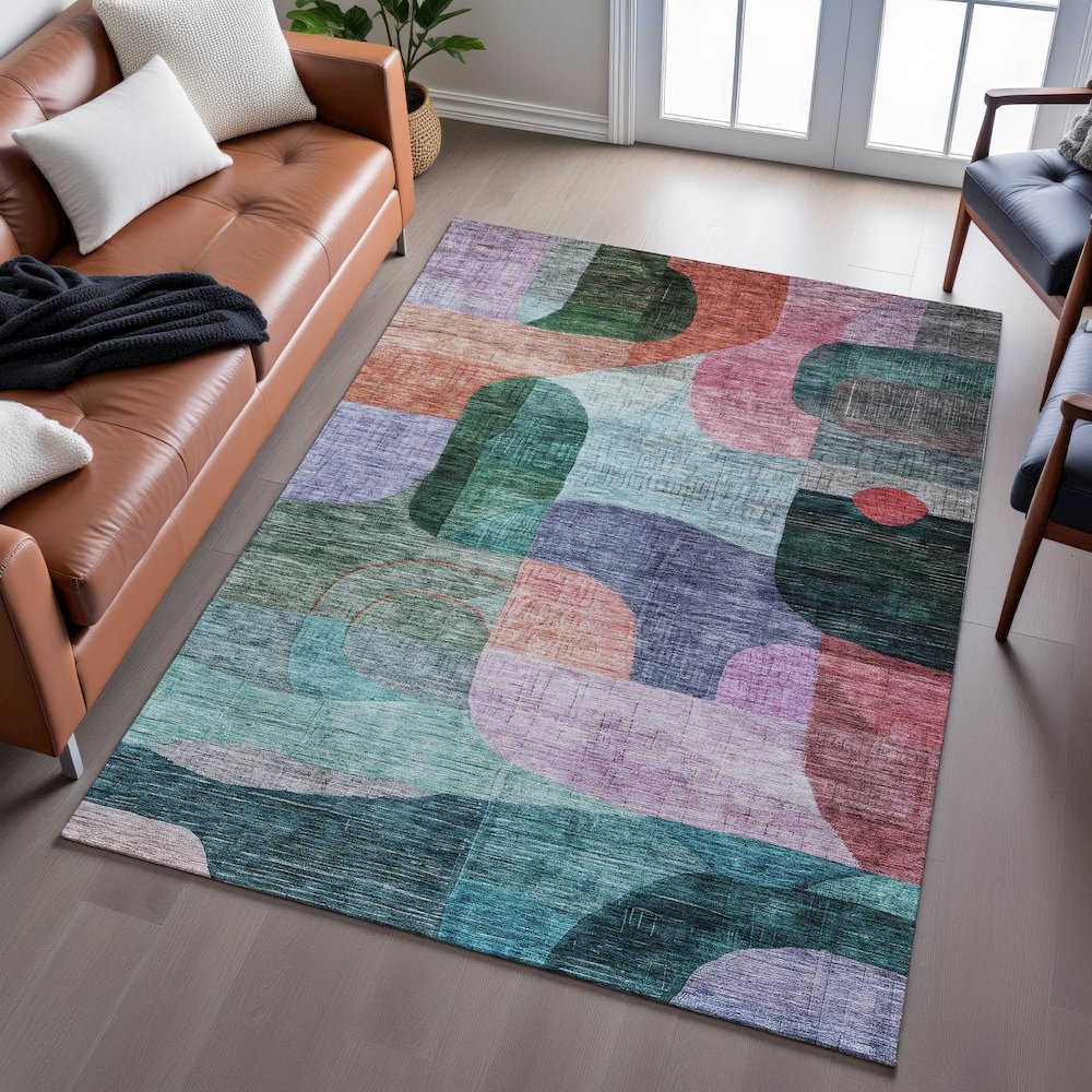 Premium Machine Washable Mayfield AMF1115 Green 2'6" x 3'10" Rug. Picture 6