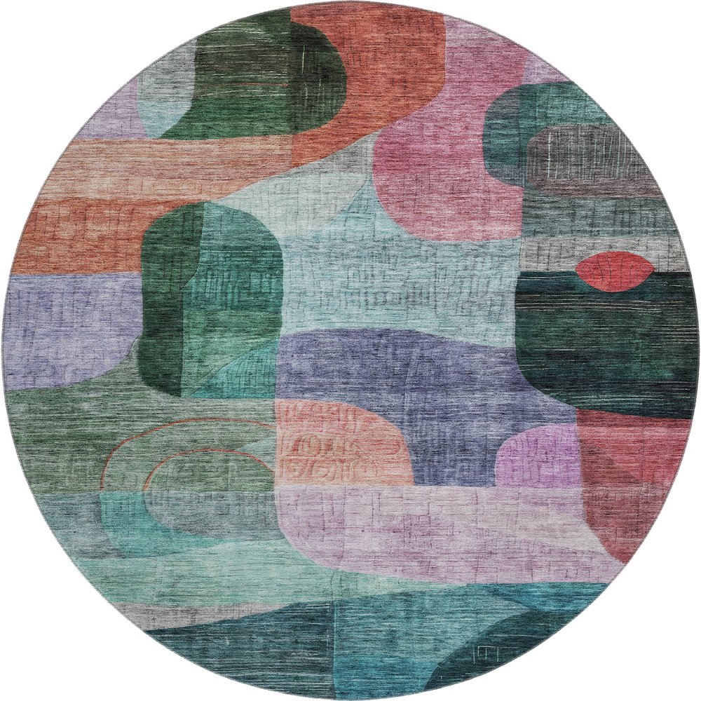 Premium Machine Washable Mayfield AMF1115 Green 8' x 8' Round Rug. Picture 1
