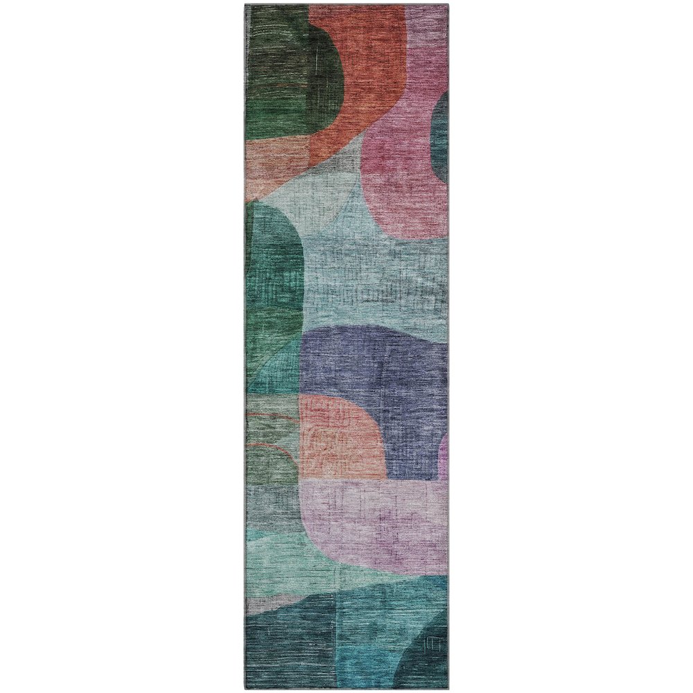 Premium Machine Washable Mayfield AMF1115 Green 2'3" x 7'6" Runner Rug. Picture 1