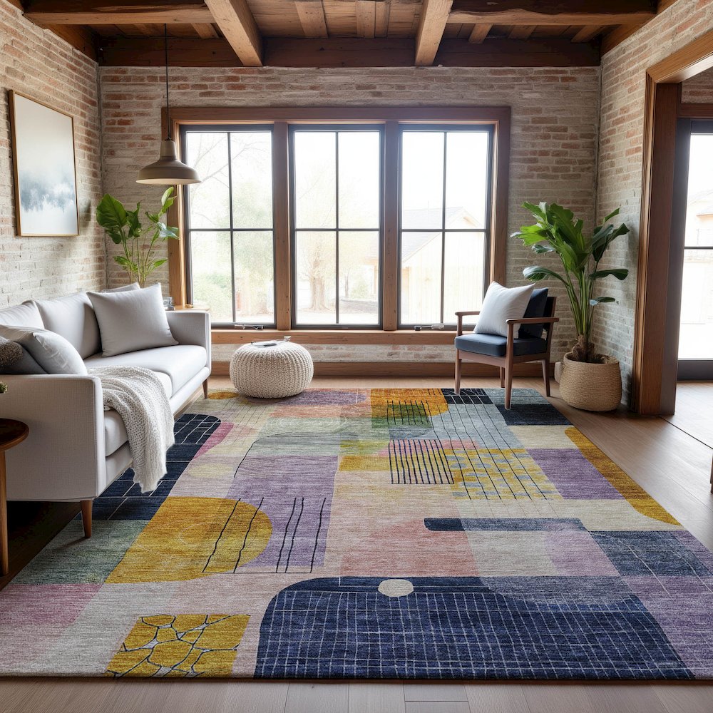 Premium Machine Washable Mayfield AMF1116 Plum 2'6" x 3'10" Rug. Picture 5