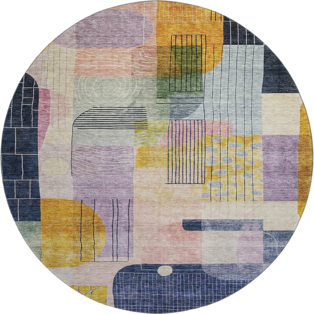 Premium Machine Washable Mayfield AMF1116 Plum 8' x 8' Round Rug. Picture 1