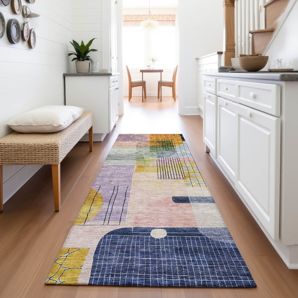 Premium Machine Washable Mayfield AMF1116 Plum 2'3" x 7'6" Runner Rug. Picture 5