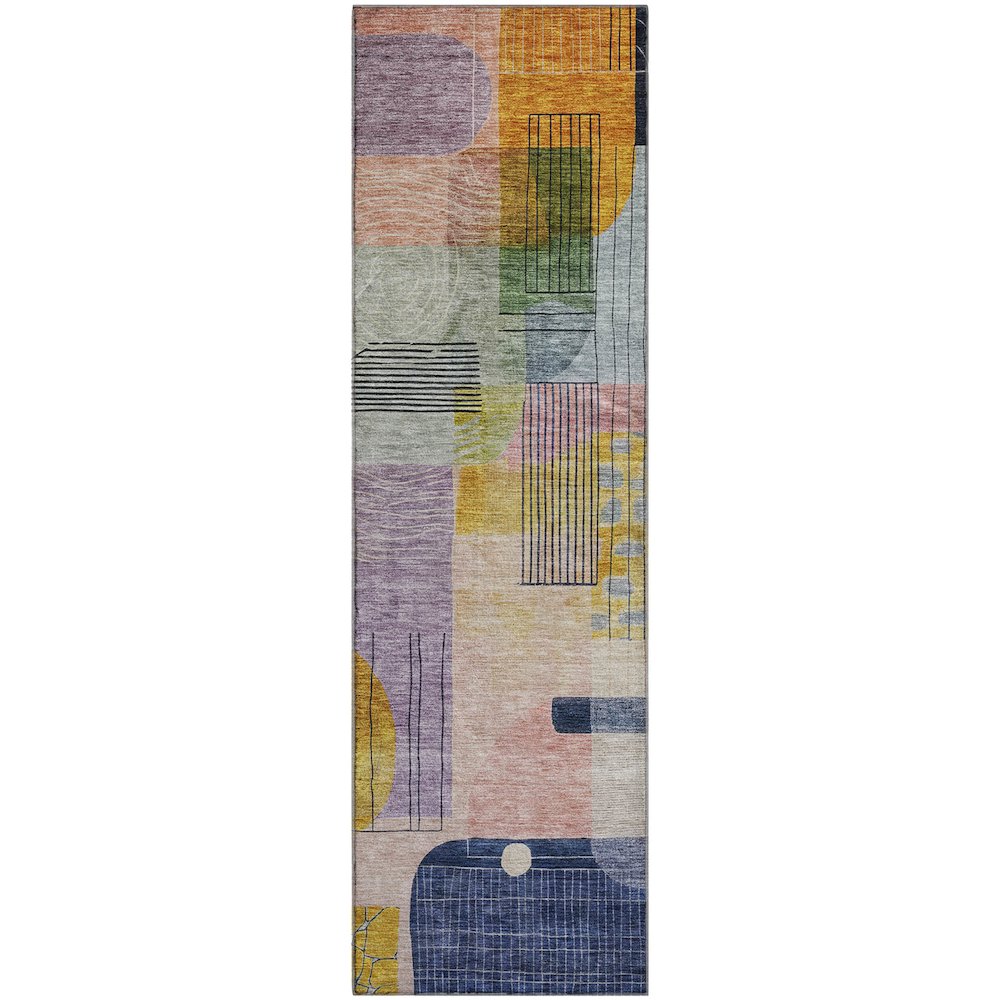 Premium Machine Washable Mayfield AMF1116 Plum 2'3" x 7'6" Runner Rug. Picture 1