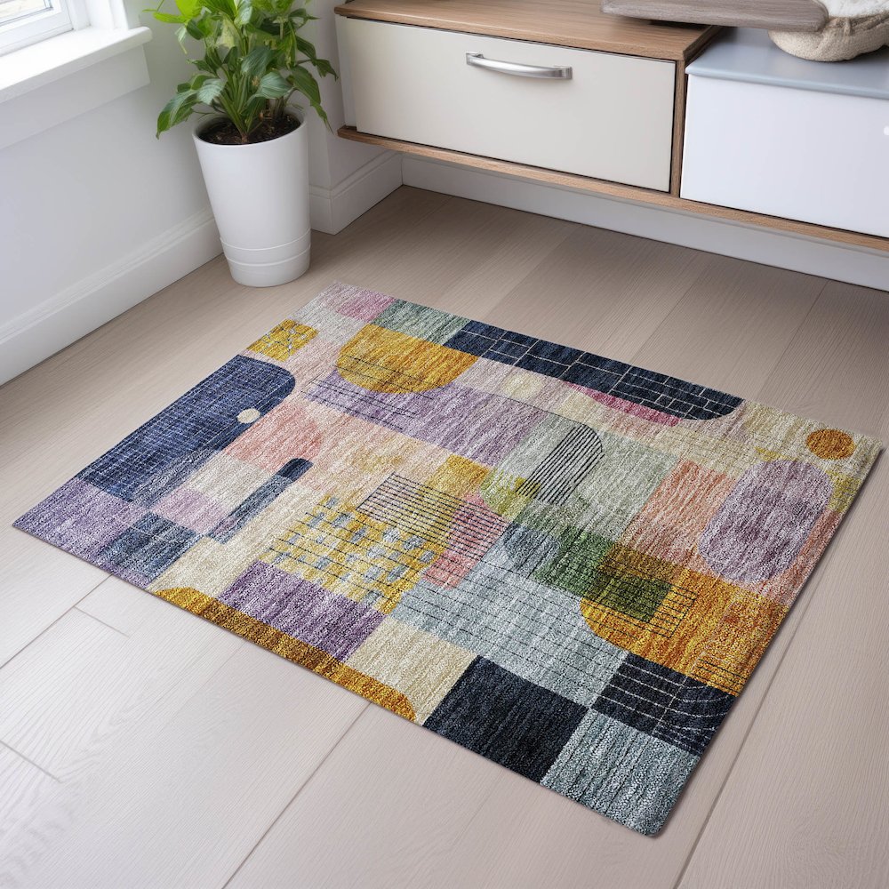 Premium Machine Washable Mayfield AMF1116 Plum 1'8" x 2'6" Rug. Picture 5