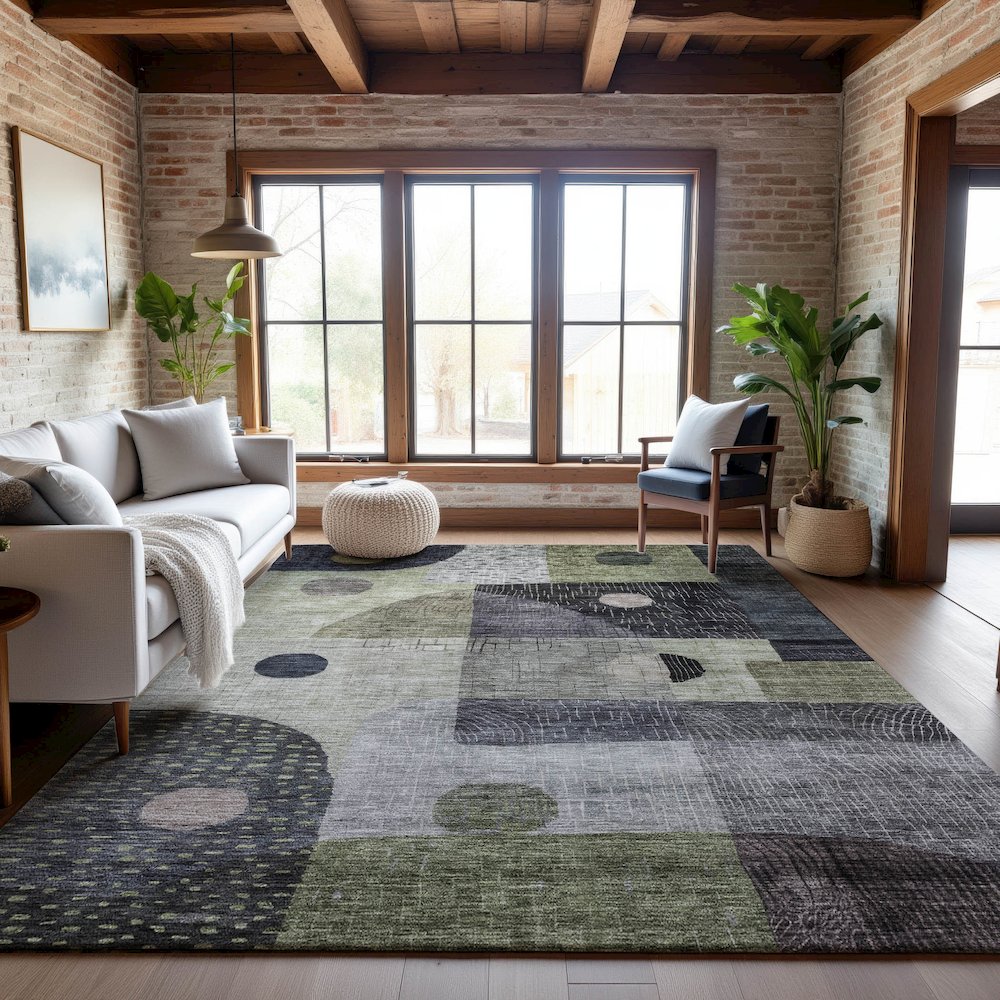 Premium Machine Washable Mayfield AMF1117 Aloe 2'6" x 3'10" Rug. Picture 5