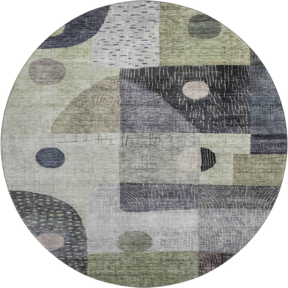 Premium Machine Washable Mayfield AMF1117 Aloe 8' x 8' Round Rug. Picture 1