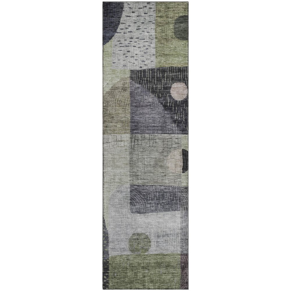 Premium Machine Washable Mayfield AMF1117 Aloe 2'3" x 7'6" Runner Rug. Picture 1