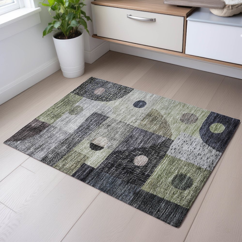 Premium Machine Washable Mayfield AMF1117 Aloe 1'8" x 2'6" Rug. Picture 5