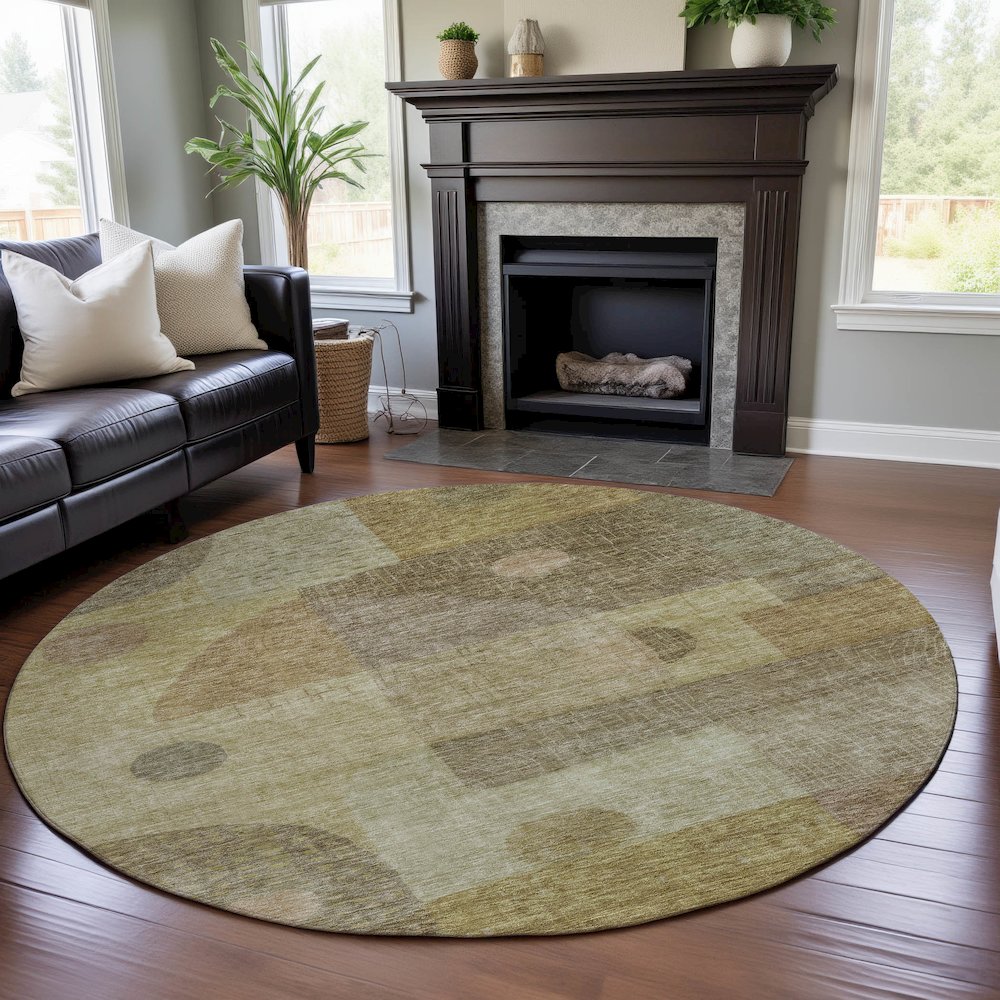 Premium Machine Washable Mayfield AMF1117 Beige 8' x 8' Round Rug. Picture 5