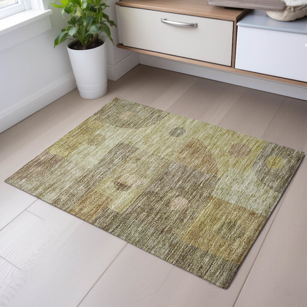 Premium Machine Washable Mayfield AMF1117 Beige 1'8" x 2'6" Rug. Picture 5