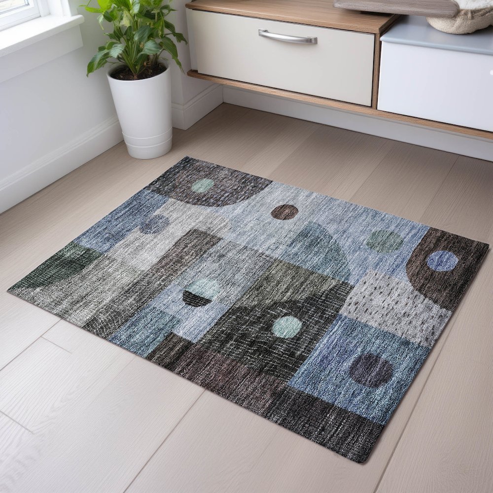 Premium Machine Washable Mayfield AMF1117 Blue 1'8" x 2'6" Rug. Picture 5