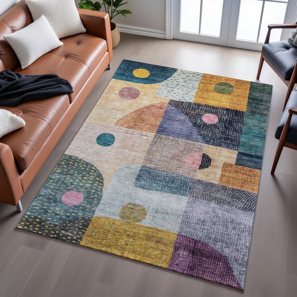 Premium Machine Washable Mayfield AMF1117 Green 2'6" x 3'10" Rug. Picture 6