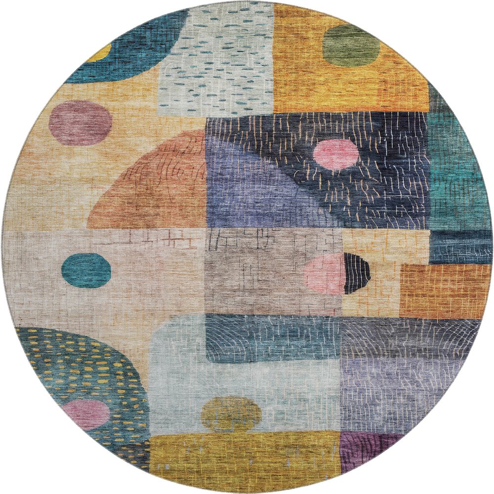 Premium Machine Washable Mayfield AMF1117 Green 8' x 8' Round Rug. Picture 1
