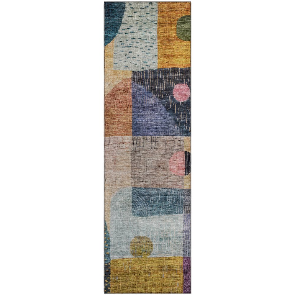 Premium Machine Washable Mayfield AMF1117 Green 2'3" x 7'6" Runner Rug. Picture 1