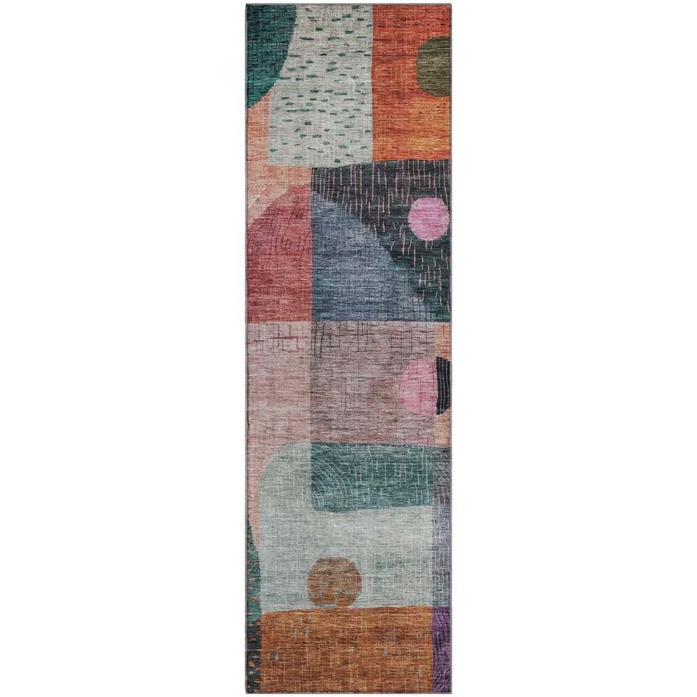 Premium Machine Washable Mayfield AMF1117 Orange 2'3" x 7'6" Runner Rug. Picture 1