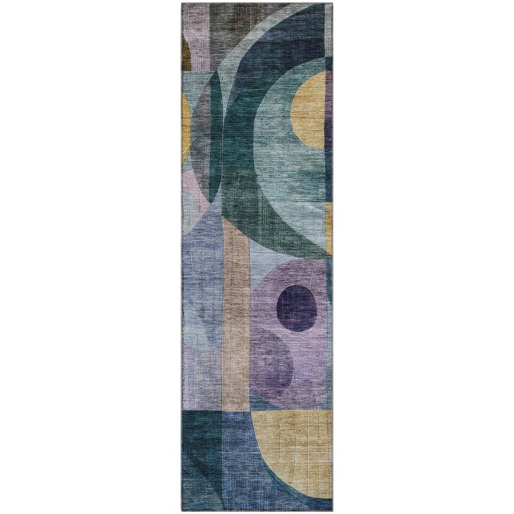 Premium Machine Washable Mayfield AMF1118 Blue 2'3" x 7'6" Runner Rug. Picture 1