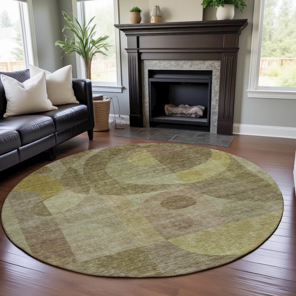 Premium Machine Washable Mayfield AMF1118 Wheat 8' x 8' Round Rug. Picture 5